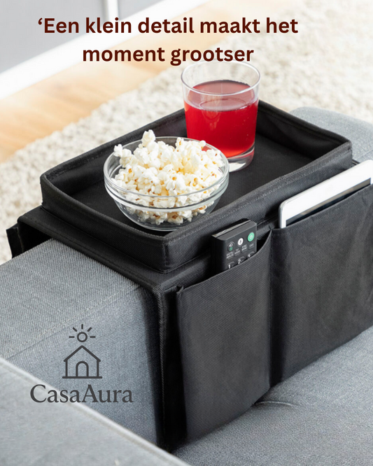 Casa Aura LoungeTray – Luxe Banktray & Sofa Organizer voor Drankjes, Snacks & Afstandsbedieningen