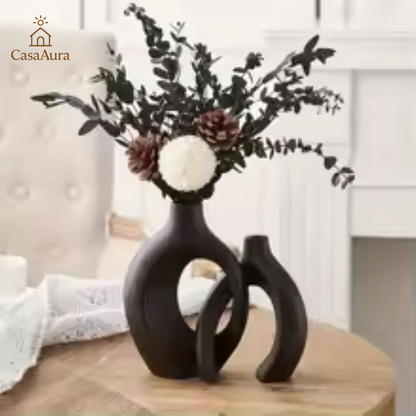 CasaAura™ Vaas “Lysfjord” Handgemaakte Witte Keramische Vaas voor Moderne en Scandinavische Interieurs