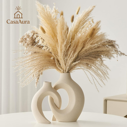 CasaAura™ Vaas “Lysfjord” Handgemaakte Witte Keramische Vaas voor Moderne en Scandinavische Interieurs