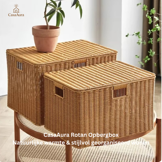 “Looméa Rotan Clamshell – Stijlvolle Opbergmand met Deksel”